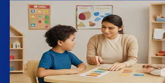 Special educator working one-on-one with a child at a learning table